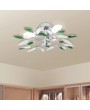 Ceiling lamp shaped leaves, white acrylic glass and green