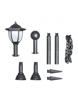 Solar lamps 4 units with chain fence and poles