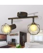 Ceiling spotlight industry-style wire frame + 2 LED lamps black