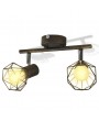 Ceiling spotlight industry-style wire frame + 2 LED lamps black