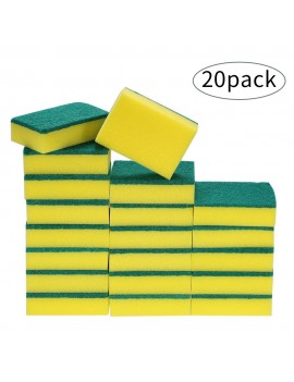 20pcs Multi-purpose Double-faced Sponge Scouring Pads Dish Washing Scrub Sponge Stains Removing Cleaning Scrubber Brush for Kitchen Garage Bathroom
