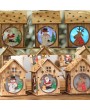 Christmas Luminous Wooden House with Colorful LEDs Light DIY Wood Chalet Christmas Tree Hanging Ornaments Xmas Festival Holiday Decorations Gifts