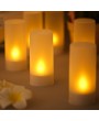 12pcs/set Rechargeable LED Flickering Flameless Candles Tealight Candles Lights with Frosted Cups Charging Base Yellow Light AC100-240V