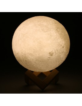 3D Printing Moon Light Bedroom Decor with Wooden Stand--9cm