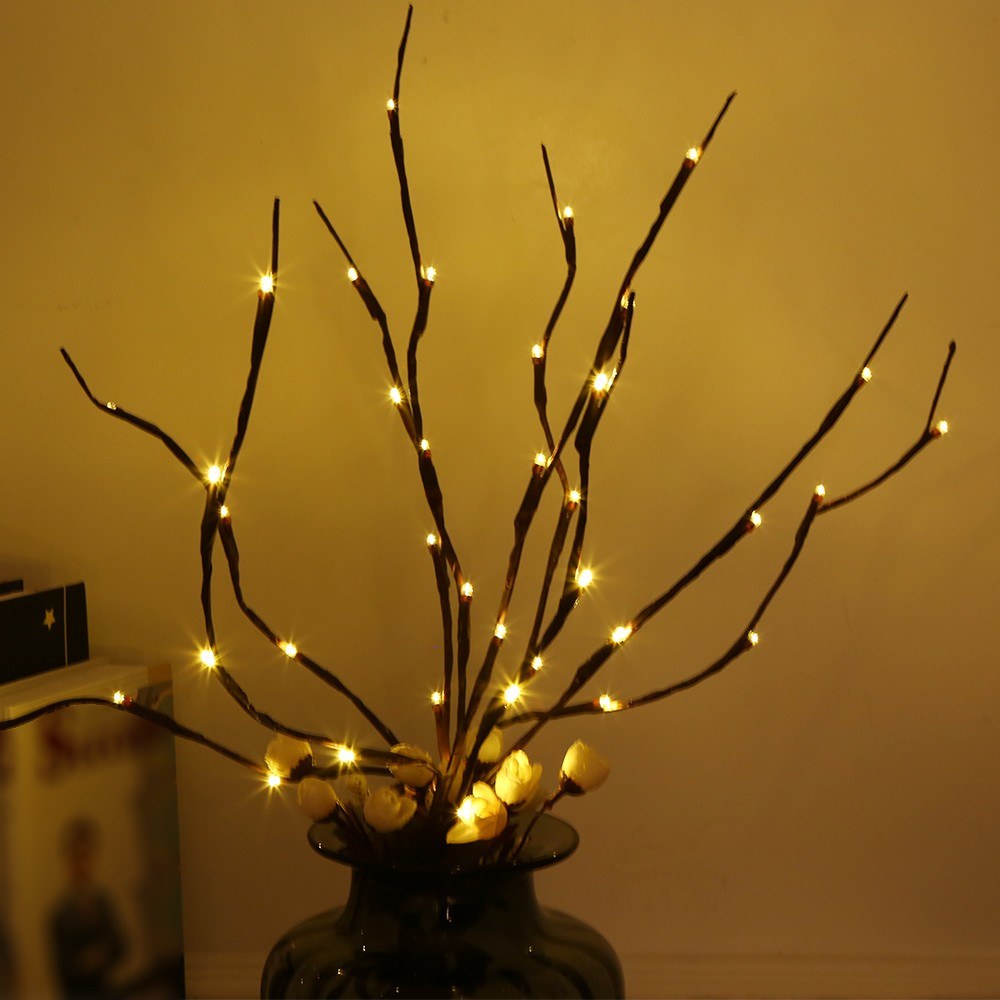 NAWEDA Branch Lights LED Twigs Artificial Willow Twig Lights for Decoration Warm White Battery Powered 20 Inches 20 LED 2 Pack